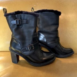 Dr Martens HANNA Winter Boots RARE High Heels Black Leather US8 UK6 EU39 Docs